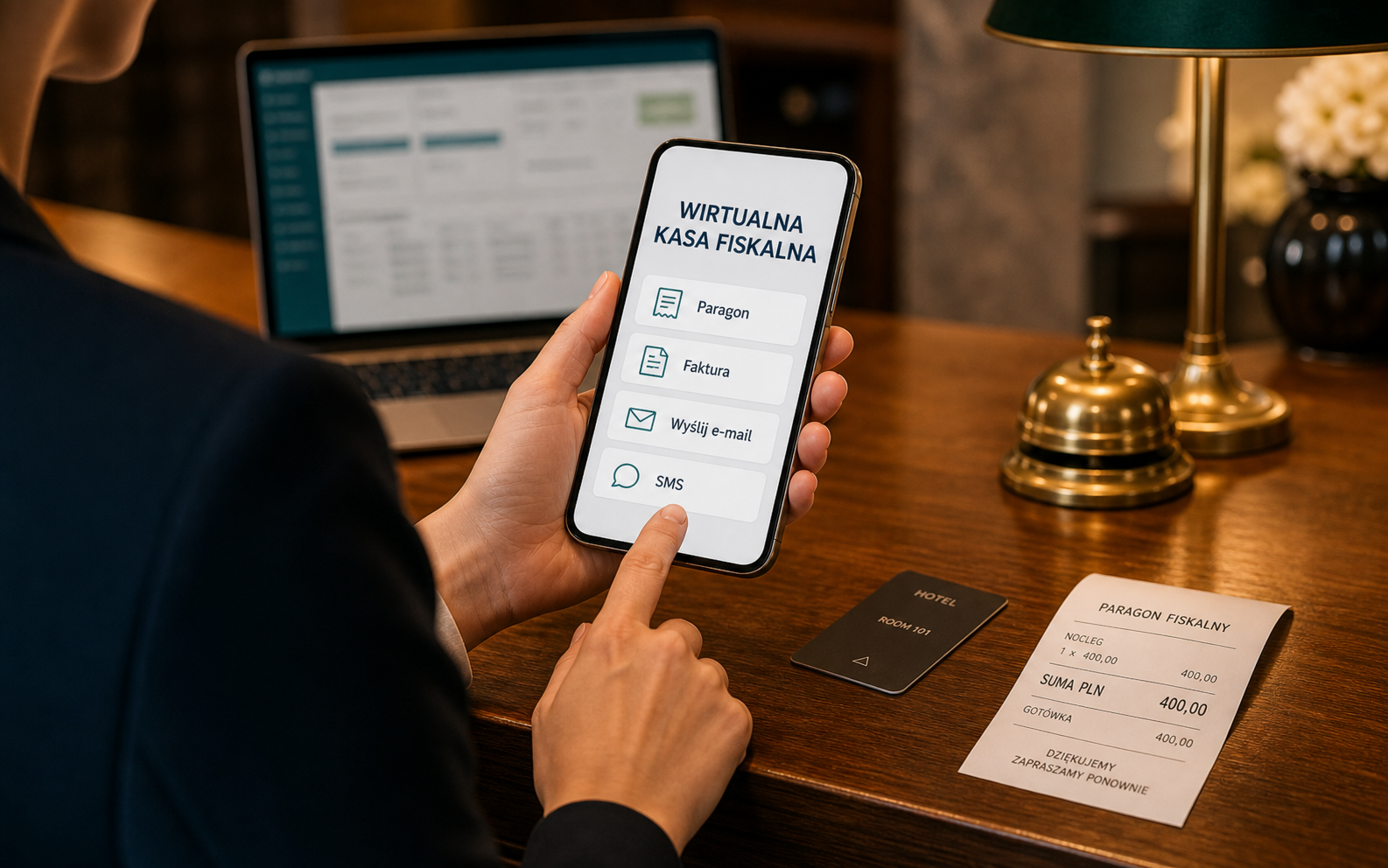 Wirtualna kasa fiskalna na telefonie hotelarza
