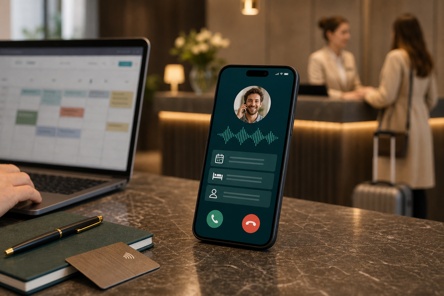 Telefoniczny asystent AI odbiera połączenia gości